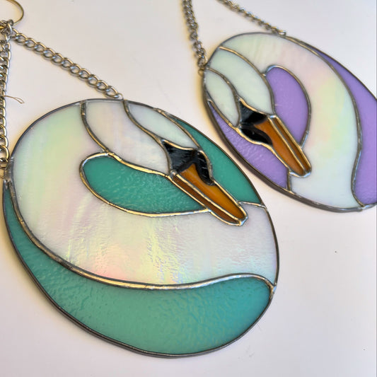 Gay Swan Pair Stained Glass Sun Catchers