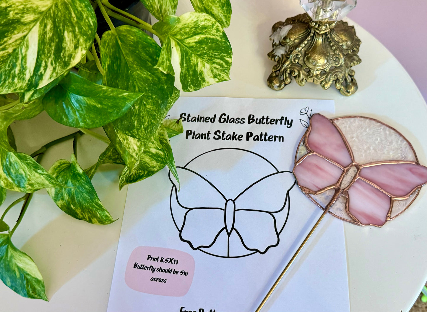 FREE PATTERN: Stained Glass Butterfly Plant Stake