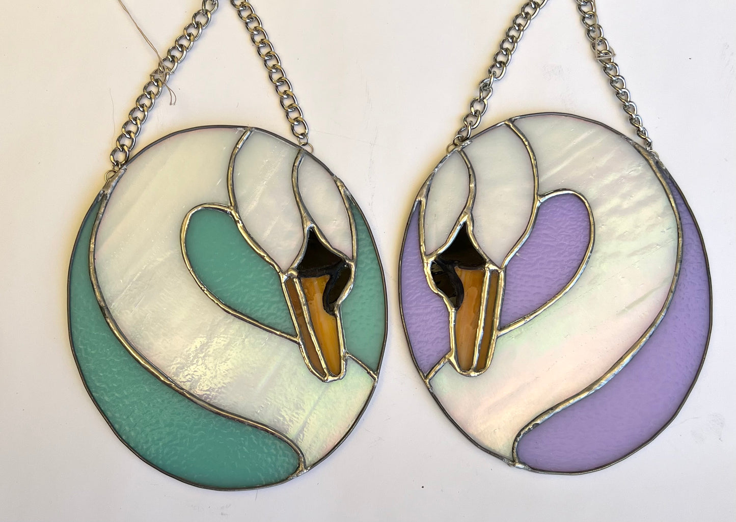 Gay Swan Pair Stained Glass Sun Catchers