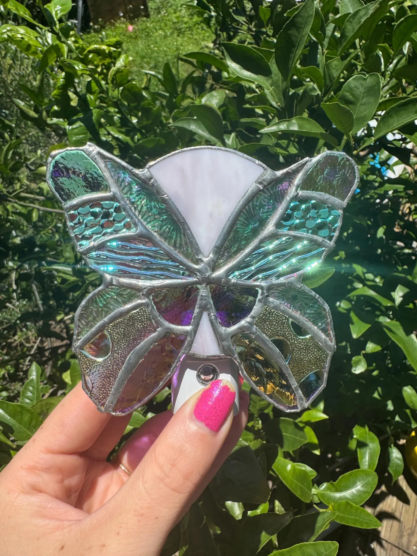 Handmade Stained Glass Butterfly Nightlight – Dichroic Glass Night Light – Unique Home Decor – Gifts for Her – Whimsical Butterfly Decor