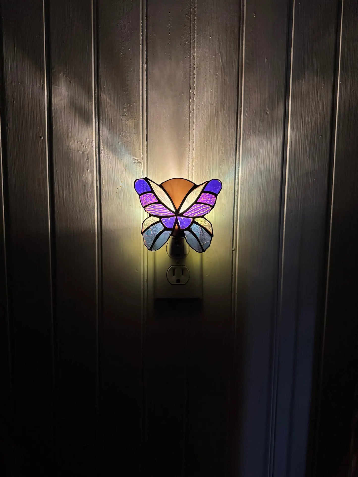 Handmade Stained Glass Butterfly Nightlight – Dichroic Glass Night Light – Unique Home Decor – Gifts for Her – Whimsical Butterfly Decor