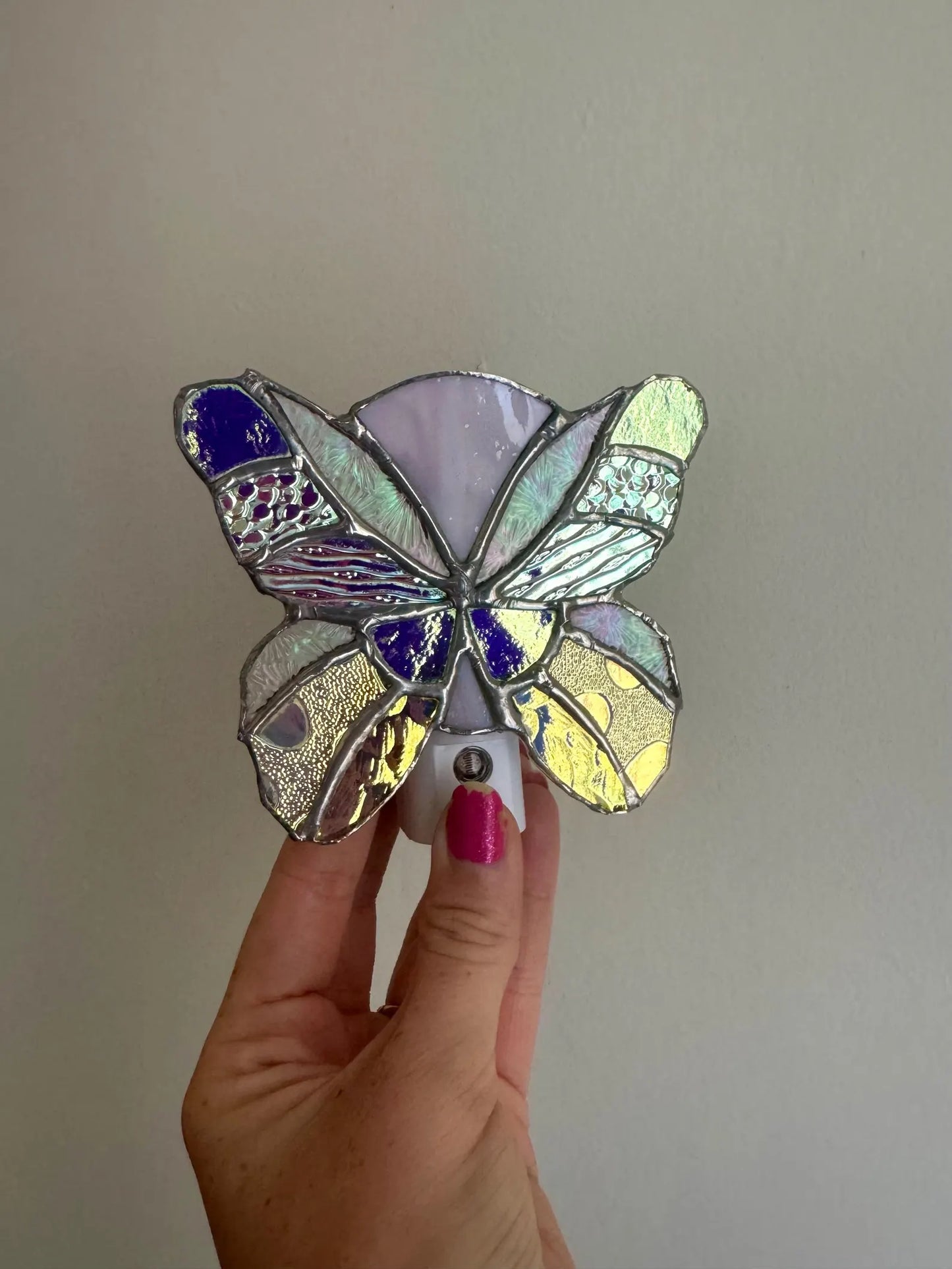 Handmade Stained Glass Butterfly Nightlight – Dichroic Glass Night Light – Unique Home Decor – Gifts for Her – Whimsical Butterfly Decor